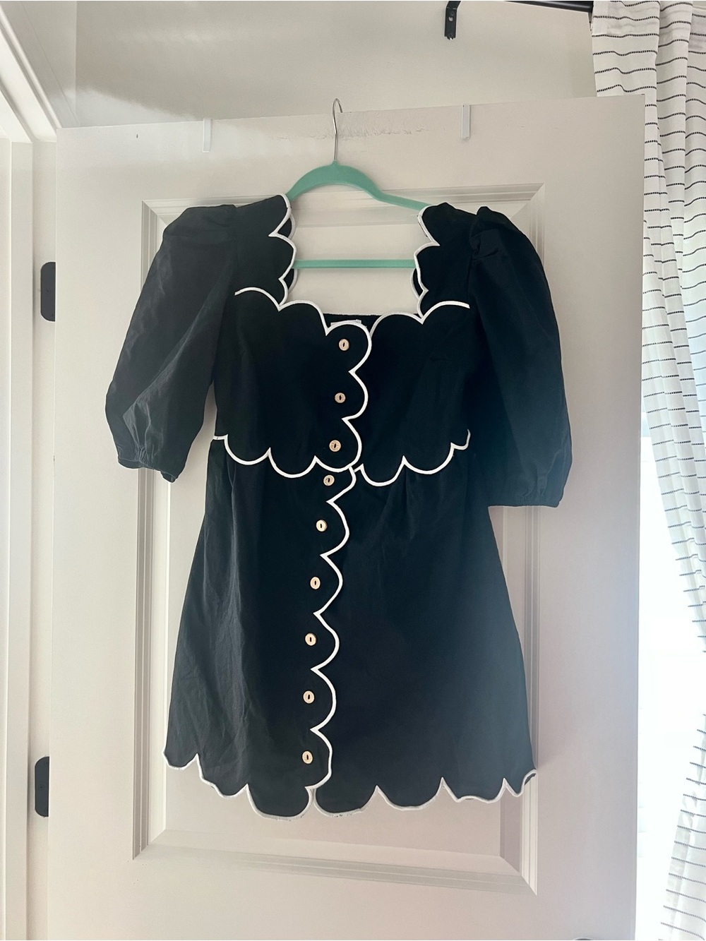 TCEC Black and White Scallop Trim and Puff Sleeves